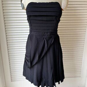 Rachel Roy strapless black pleated cocktail dress sz 10